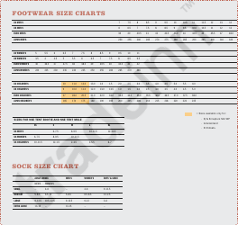 Document preview: Footwear & Sock Size Chart