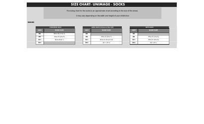 Document preview: Socks Size Chart- Unimage