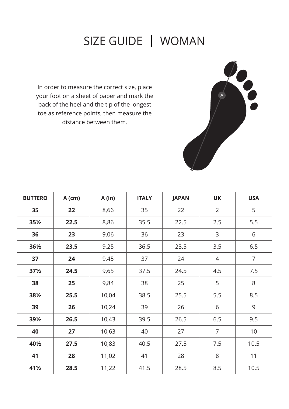 Foot Sizing Chart Download Printable PDF | Templateroller