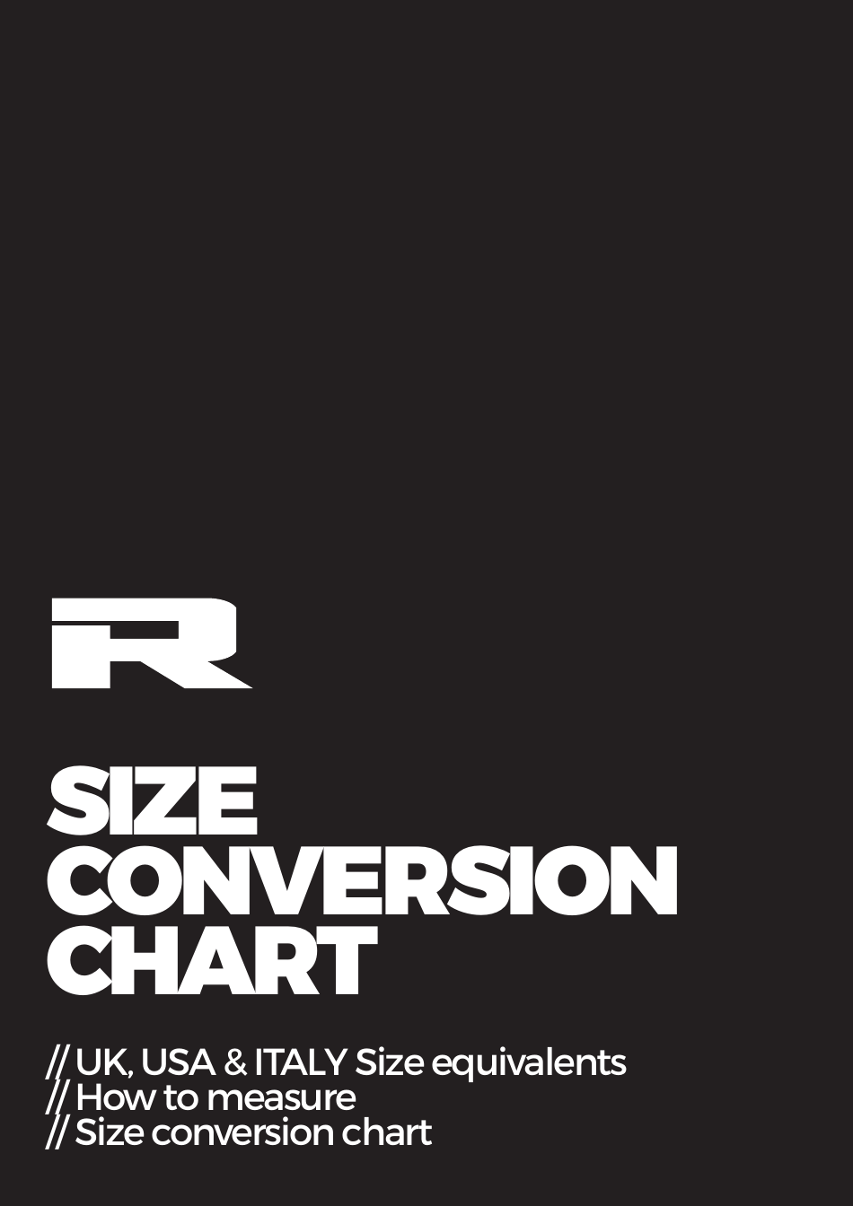 Size Conversion Chart (Eu / UK / USA / Italy), Page 1