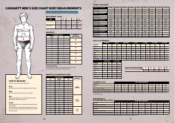 Document preview: Men's Size Chart - Carhartt