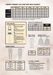 Document preview: Women's and Men's Workwear Size Chart - Carhartt