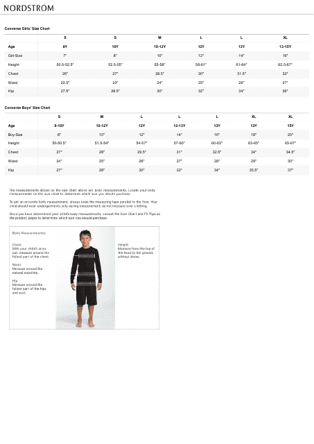 Girls and Boys' Size Chart - Converse Download Pdf