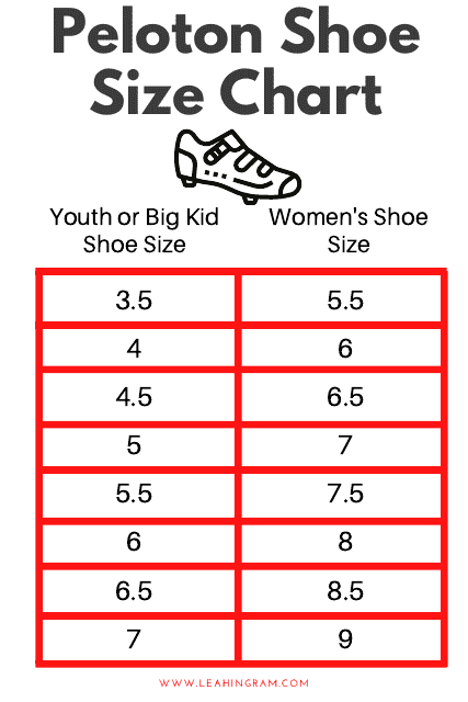 Shoe Size Chart - Peloton (3.5)