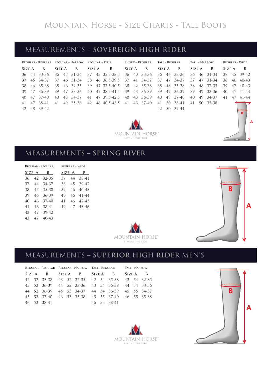 Tall Boots Size Charts - Mountain Horse, Page 4