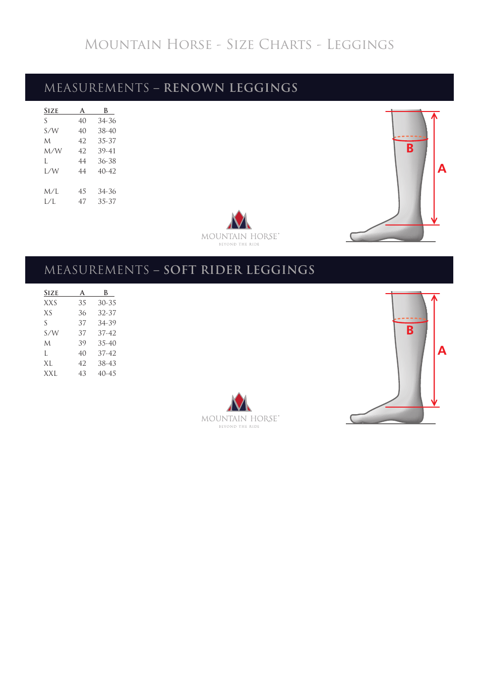 Tall Boots Size Charts - Mountain Horse, Page 6