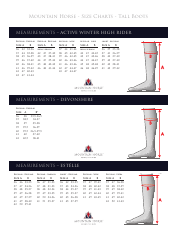 Document preview: Tall Boots Size Charts - Mountain Horse