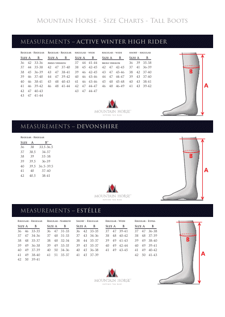 Tall Boots Size Charts - Mountain Horse Download Pdf