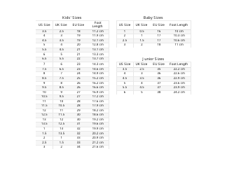 Document preview: Shoe Sizing Chart