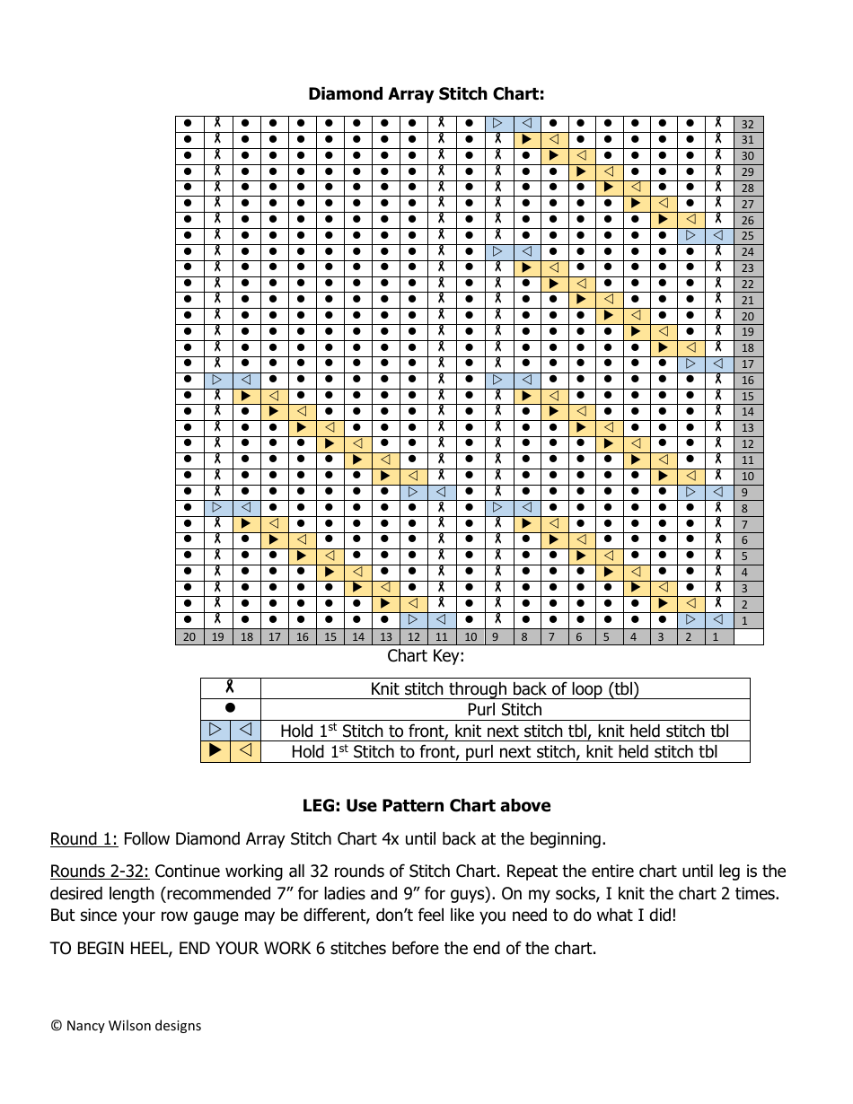 Diamond Array Socks Knitting Pattern - Nancy Wilson Designs, Page 3