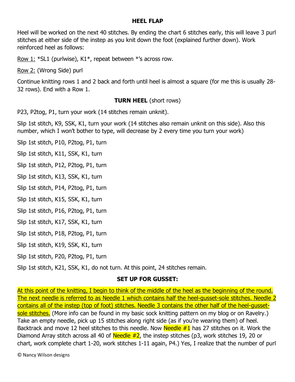 Diamond Array Socks Knitting Pattern - Nancy Wilson Designs, Page 4