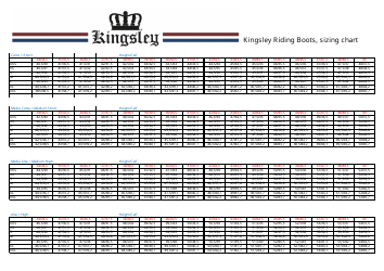 Document preview: Riding Boots Sizing Chart - Kingsley