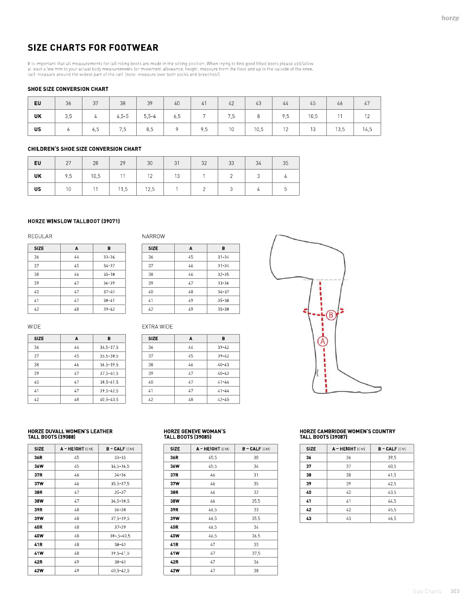 Riding Clothing Size Chart - Horze, Page 4