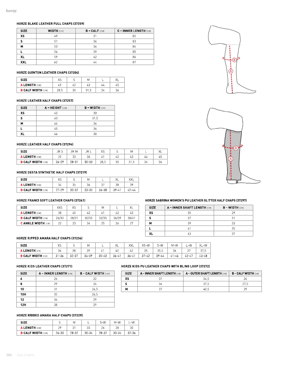 Riding Clothing Size Chart - Horze, Page 7