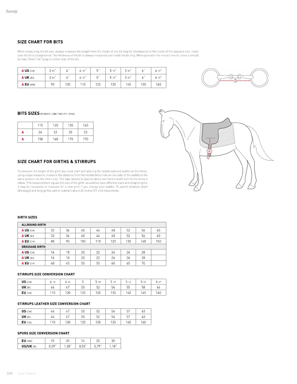 Riding Clothing Size Chart - Horze, Page 9
