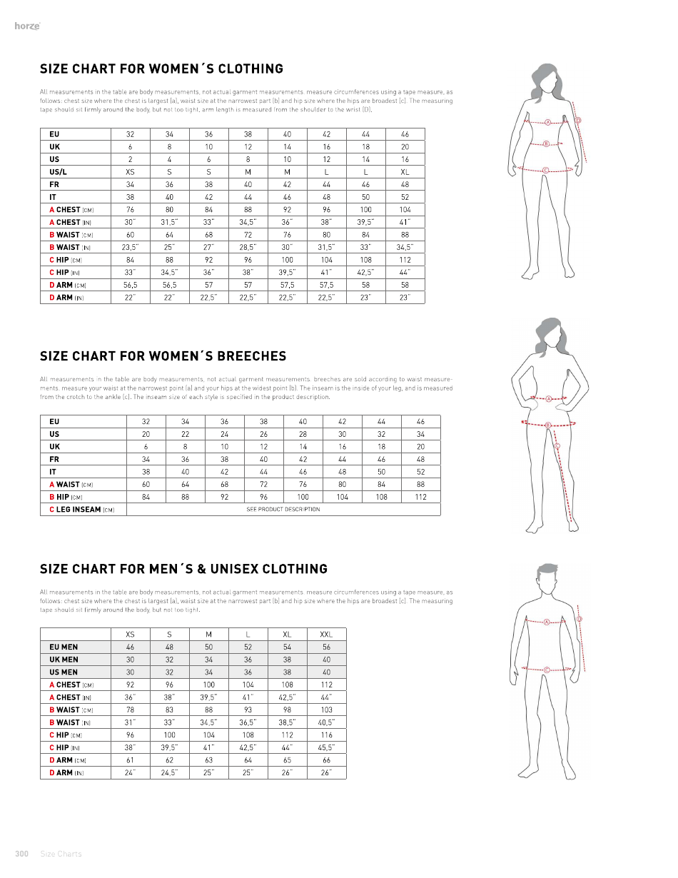 Riding Clothing Size Chart - Horze Download Printable PDF | Templateroller