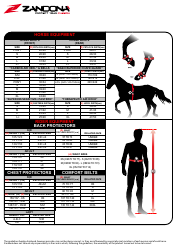 Document preview: Horse Riding Equipment Size Chart - Zandona