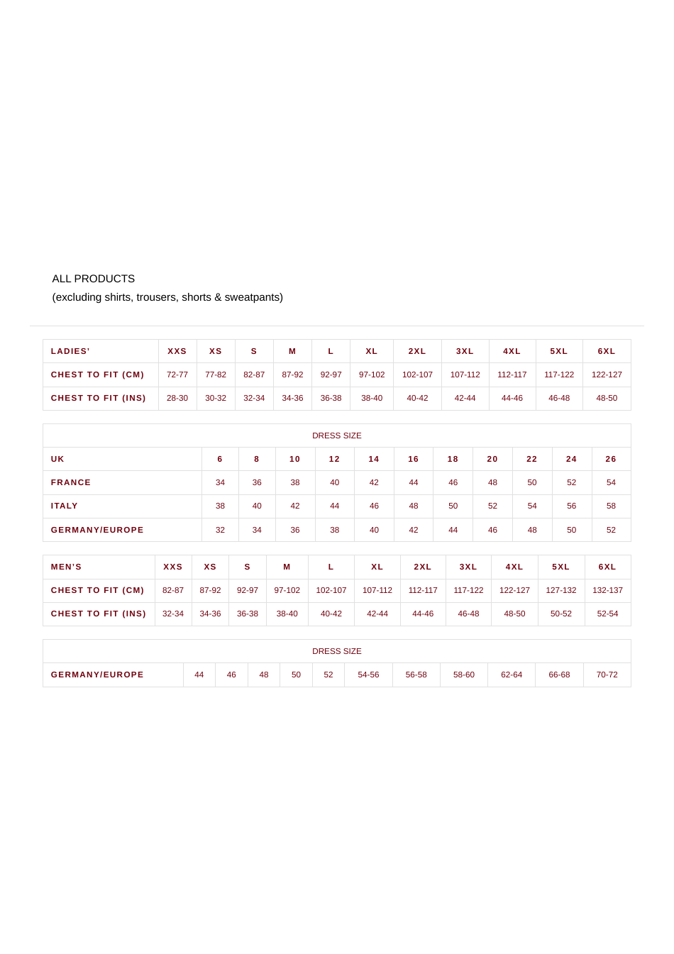 Clothing Size Chart - Russel Download Printable PDF | Templateroller