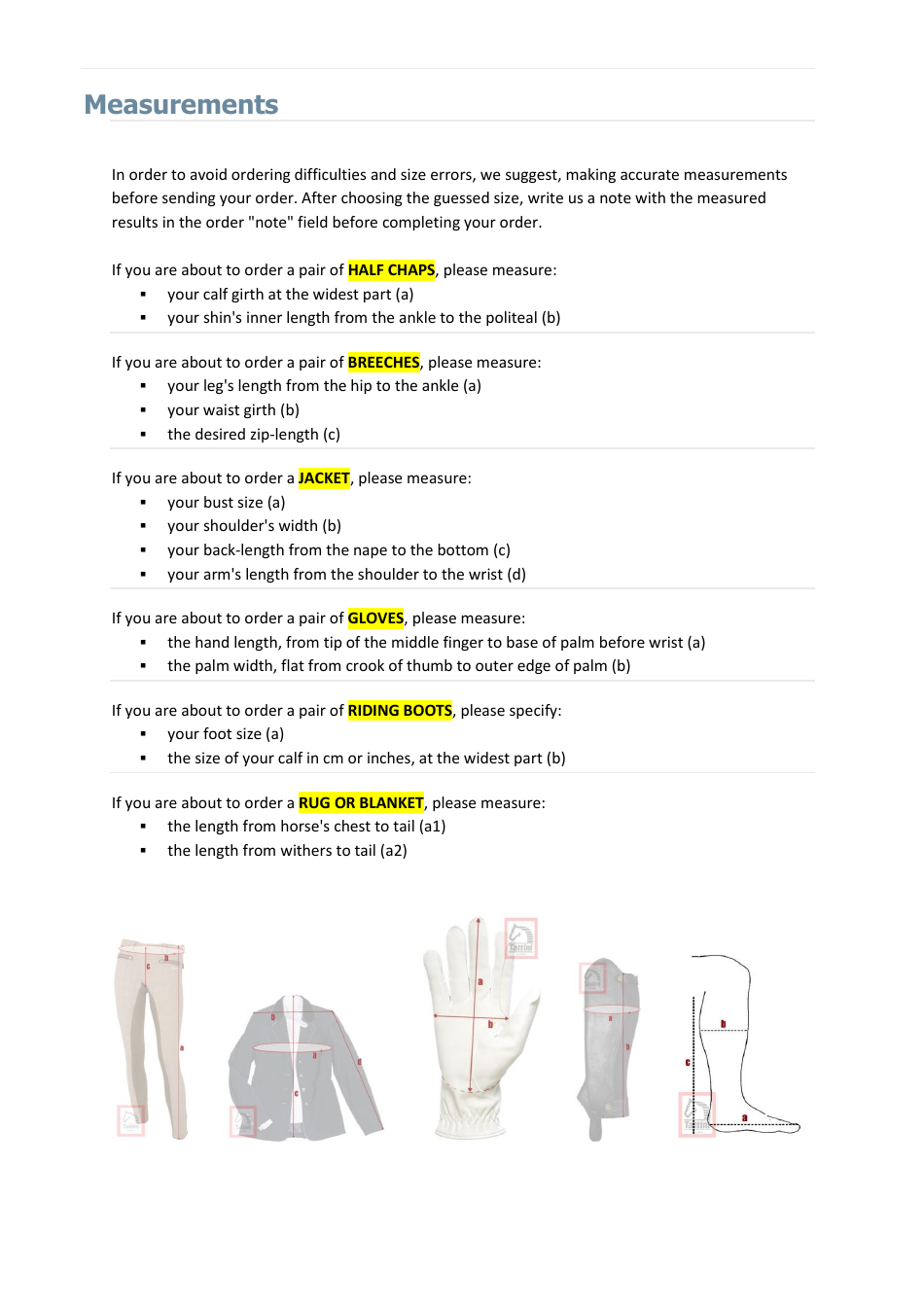 Riding Apparel and Accessories Size Charts Tattini Download Printable PDF Templateroller