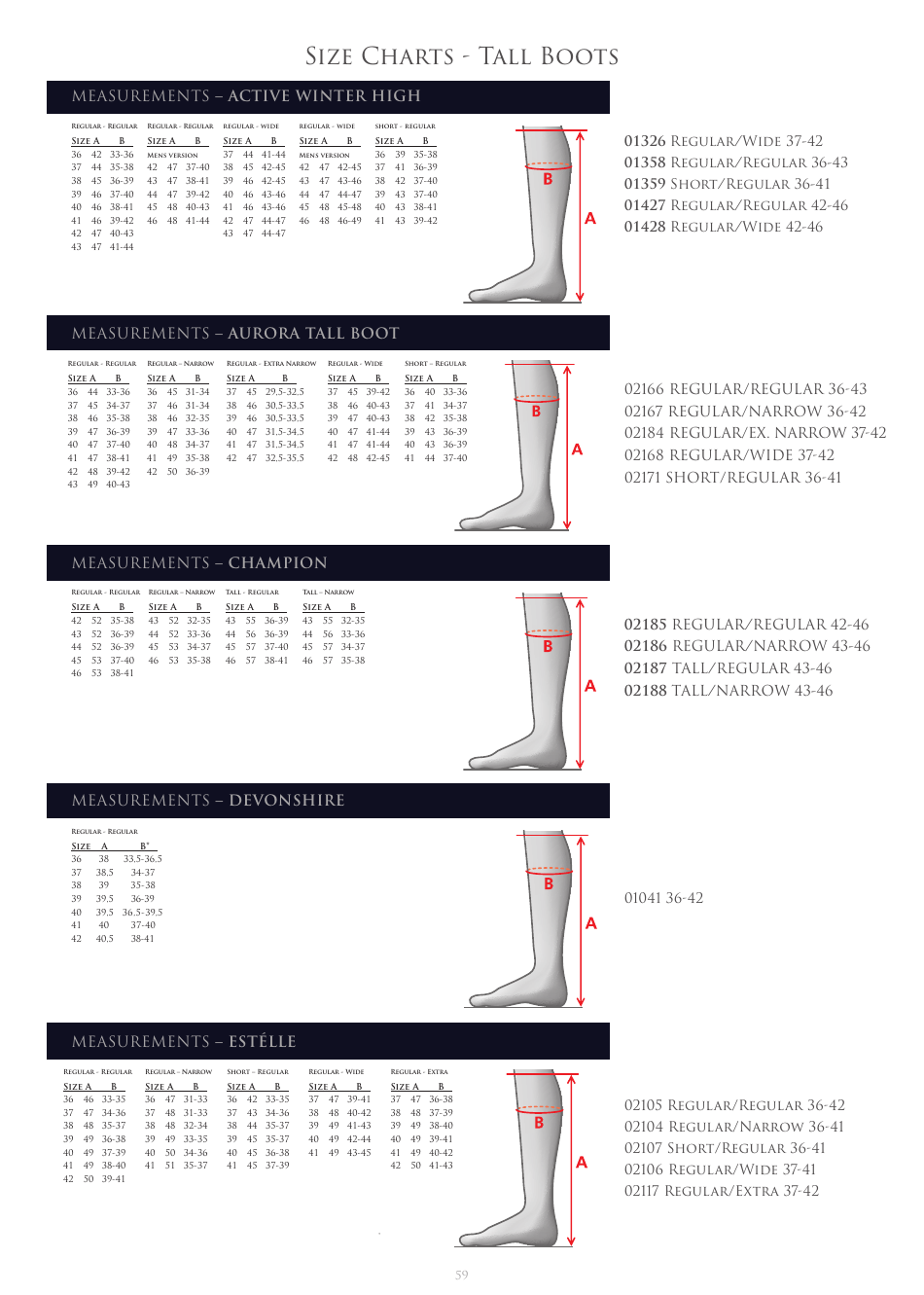 Tall Riding Boots and Gloves Size Charts - Mountain Horse, Page 1