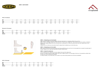 Document preview: Footwear Size Chart - Keen