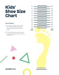 Document preview: Kids' Shoe Size Chart - Aldo