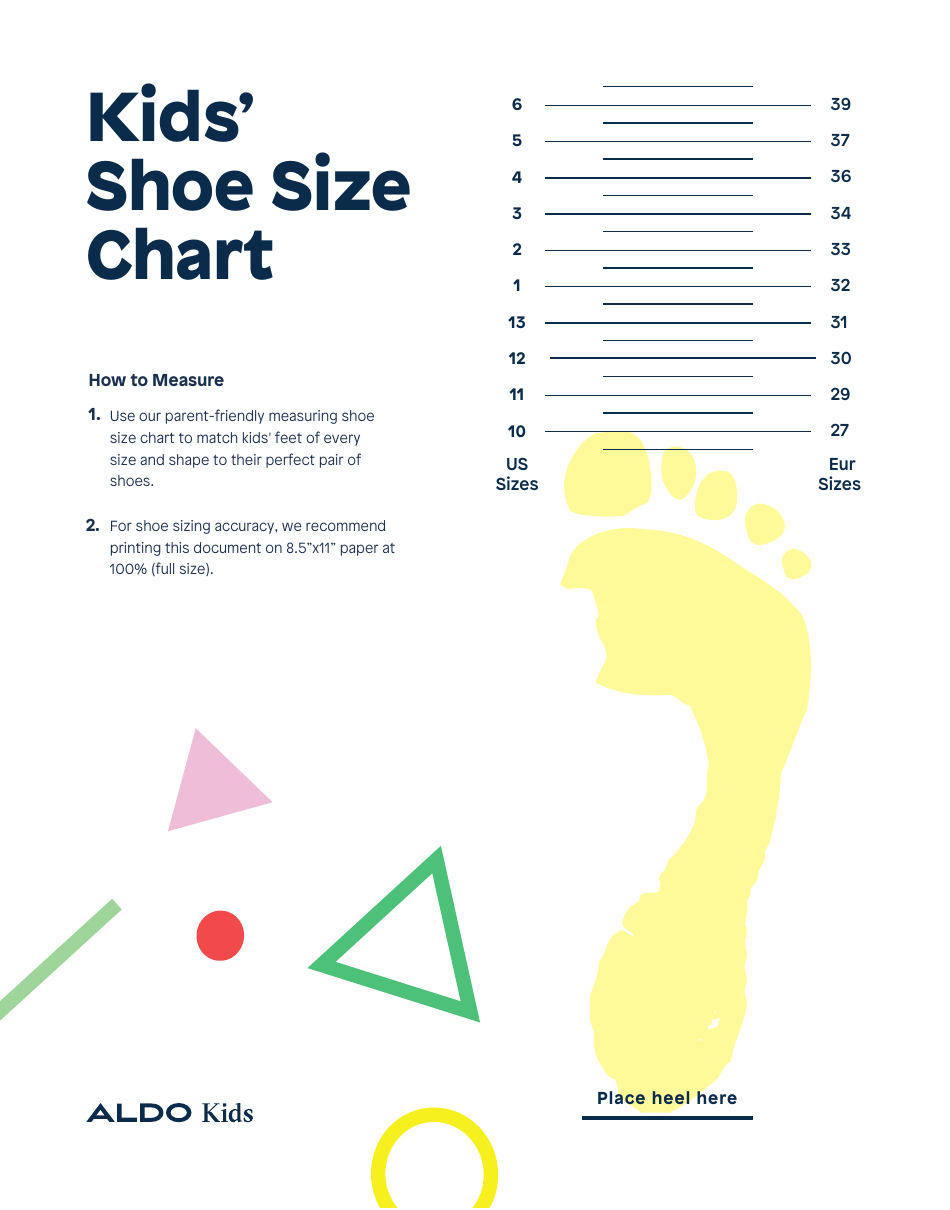 Kids' Shoe Size Chart Aldo Download Printable PDF Templateroller