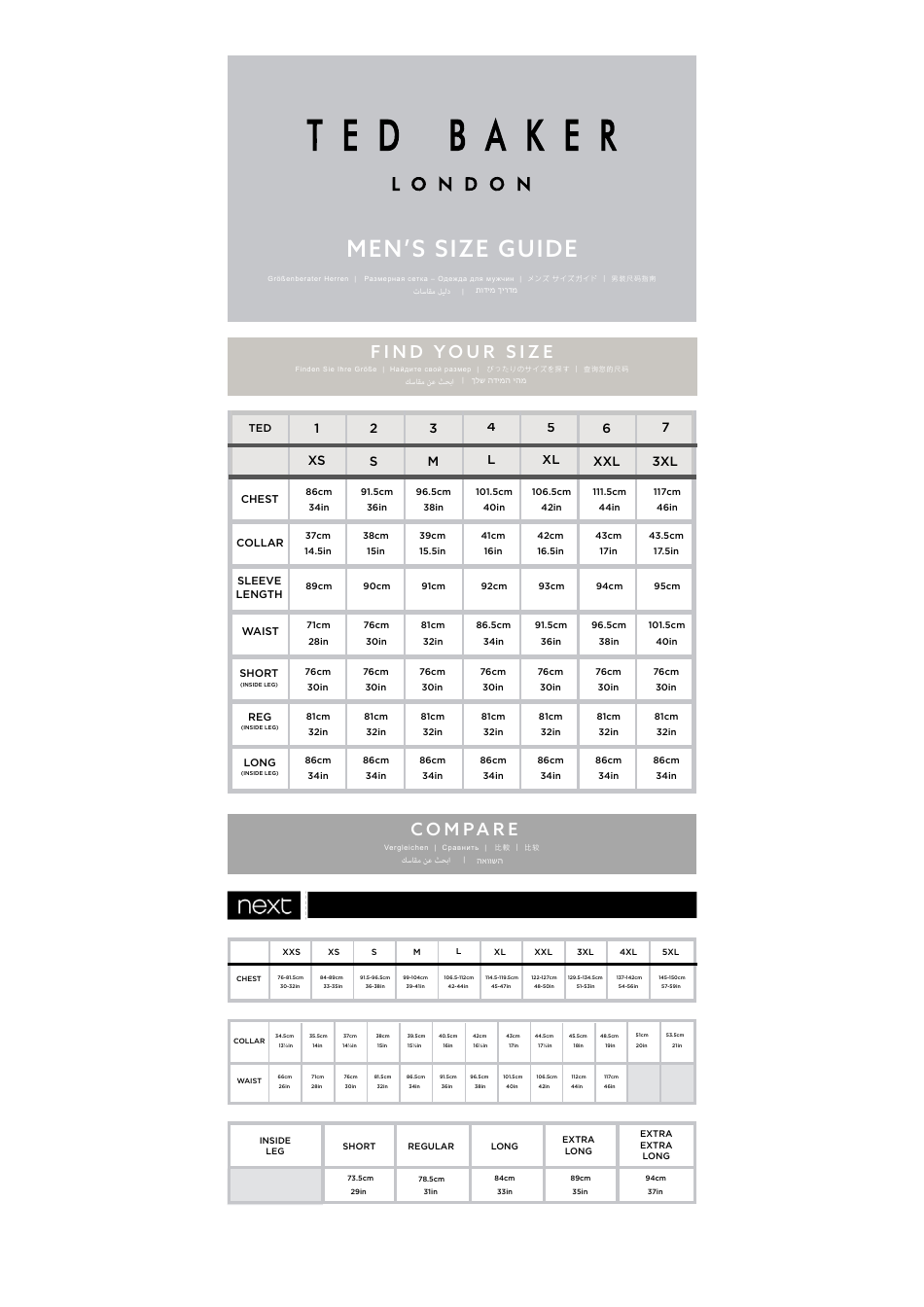 Men's Size Guide Ted Baker Download Printable PDF Templateroller