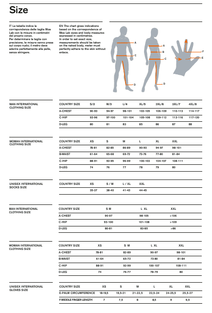 Clothing Size Chart Download Pdf
