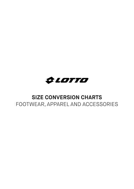 Tennis Footwear, Apparel and Accessories Size Conversion Charts - Lotto Download Pdf