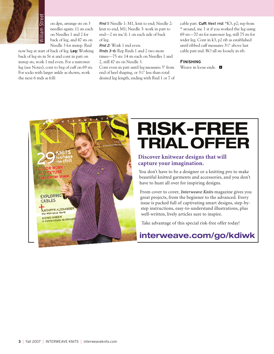 William Street Socks Knitting Pattern, Page 3