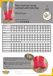 Document preview: Heel Flap Socks Size Chart - 8-ply