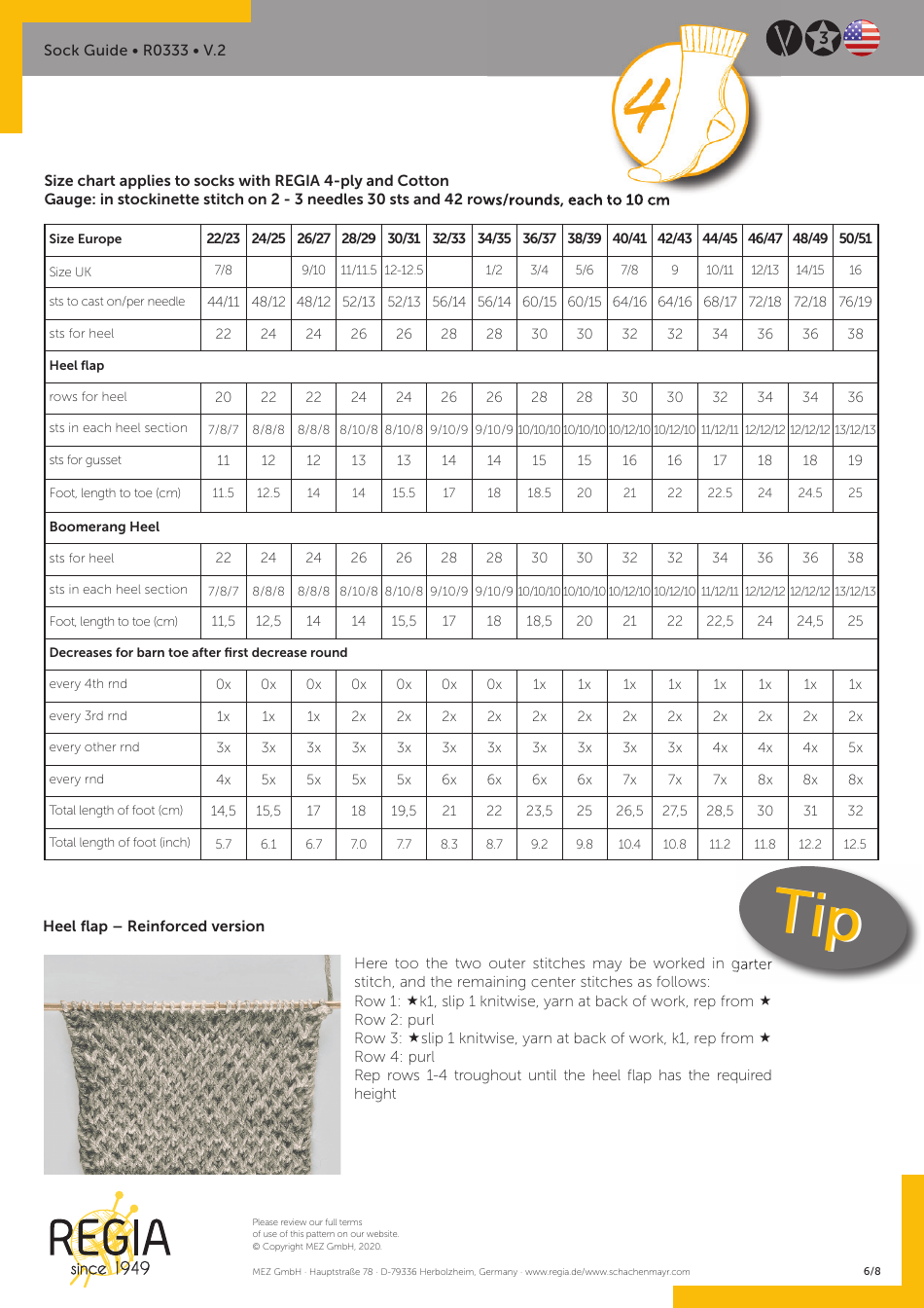 Sock Knitting Pattern and Size Charts, Page 6