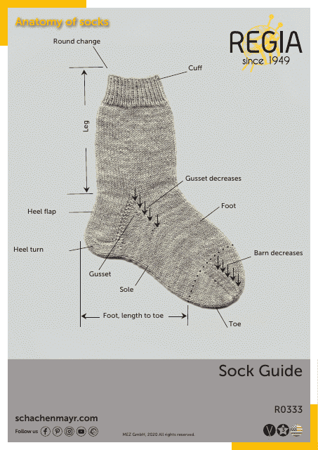 Sock Knitting Pattern and Size Charts