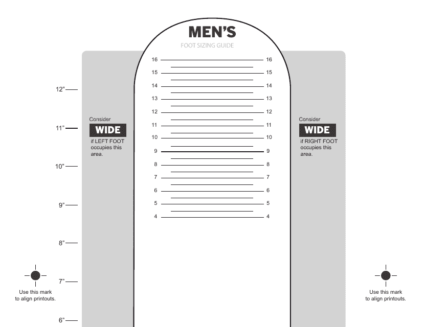 Men's Foot Size Measurement Chart
