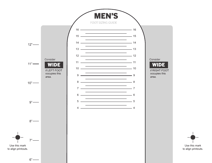 Men s Foot Size Measurement Chart Download Printable PDF Templateroller