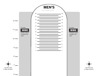 Men&#039;s Foot Size Measurement Chart