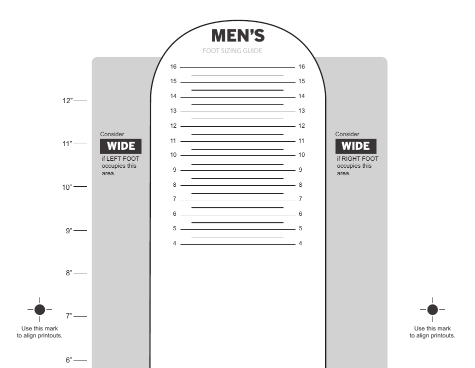 Mens Foot Size Measurement Chart, Page 1