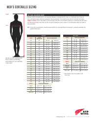 Document preview: Men's Coveralls Sizing Chart - Red Wing