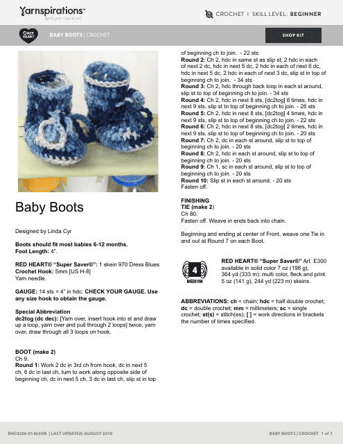 Baby Boots Crochet Pattern - Black and White