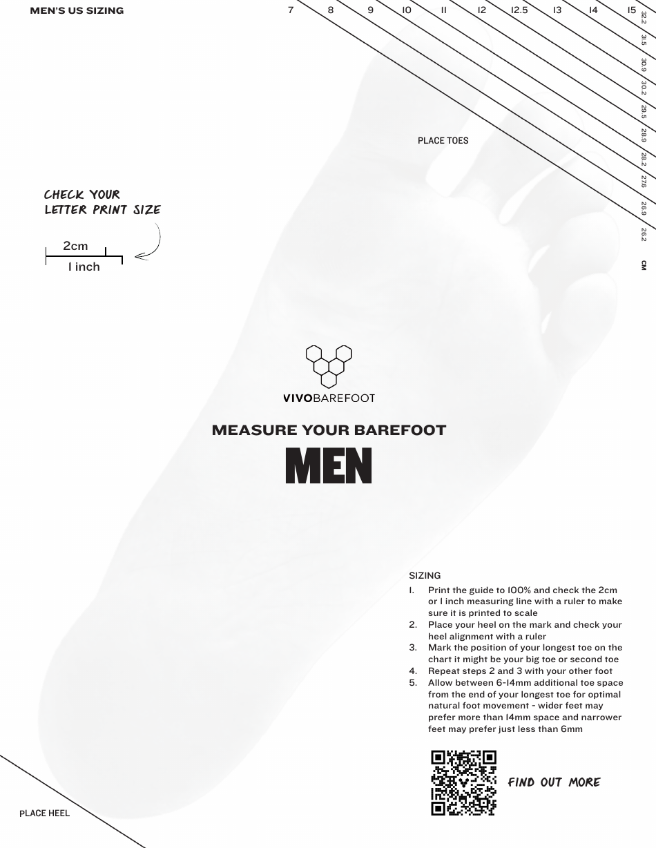 US Mens Foot Sizing Chart, Page 1
