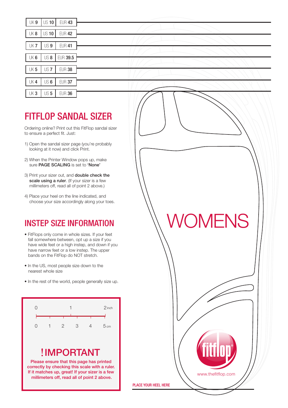 Womens Sandal Sizer - Fitflop, Page 1