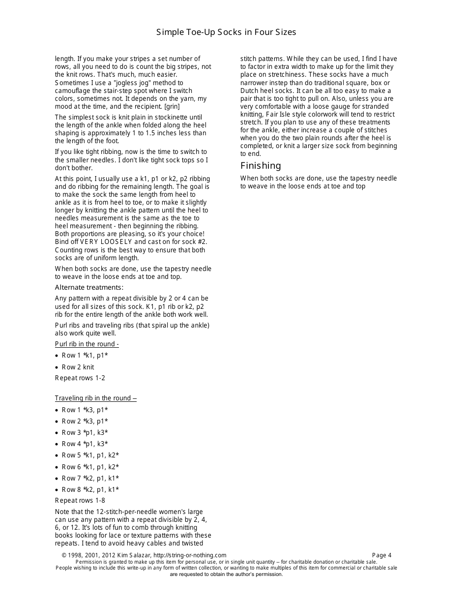 Simple Toe-Up Socks Knitting Pattern - Kim Salazar, Page 4