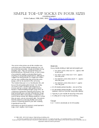 Document preview: Simple Toe-Up Socks Knitting Pattern - Kim Salazar
