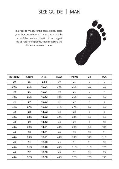 Men's Shoe Size Guide Download Printable PDF | Templateroller