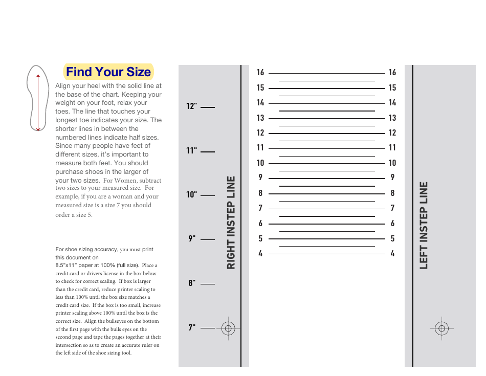 Foot Sizing Tool Download Printable PDF | Templateroller
