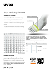 Document preview: Safety Footwear Size Chart - Uvex