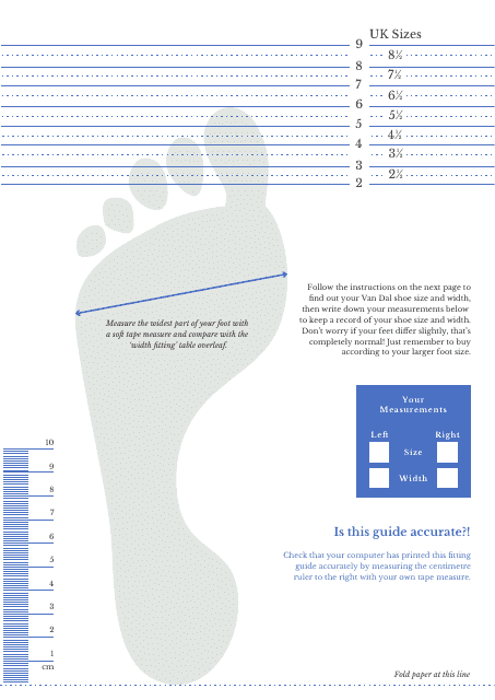Foot Size Measuring Chart Download Pdf