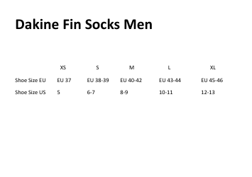 Document preview: Men's Fin Socks Size Chart - Dakine