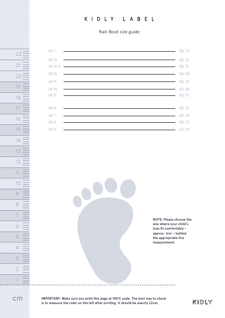 Children's Rain Boot Size Chart - Kidly